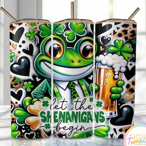 St Patrick&#39;s Day Tumbler Wrap, 20oz Skinny Sublimation Tumbler Design, St Patricks Sublimation Design, St Patrick&#39;s Day Tumbler Png Wrap