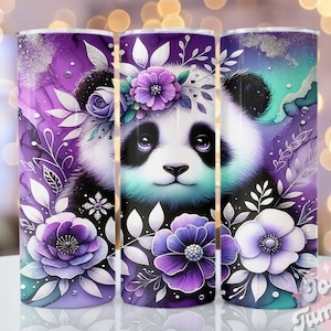 Seamless Panda Tumbler Wrap, 20oz Skinny Sublimation Tumbler Designs, Cute Panda Sublimation Tumbler Design, Watercolor Tumbler Png Download
