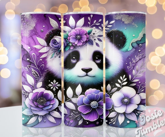Seamless Panda Tumbler Wrap, 20oz Skinny Sublimation Tumbler Designs, Cute Panda Sublimation Tumbler Design, Watercolor Tumbler Png Download