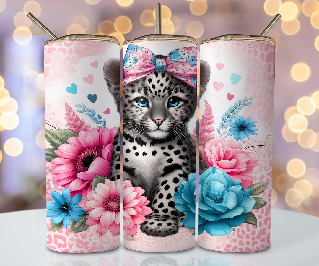 Pink Leopard Tumbler Wrap, 20oz Skinny Sublimation Tumbler Design ...