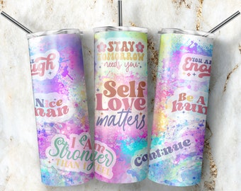 20 oz Skinny Tumbler Design Sublimation, Mental Health PNG, 20 oz Tumbler PNG Designs, 20 Oz Tumbler Wrap, Daily Affirmations, Tumbler Png