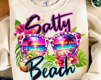 PNG spiaggia salata, design a sublimazione PNG, design per maglietta, maglietta estiva PNG, PNG alla moda, design per maglietta estate tropicale PNG, download digitale