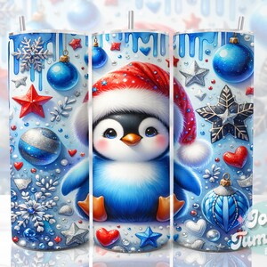 Christmas Penguin Tumbler Wrap, 20oz Skinny Sublimation Tumbler Designs, Penguin Sublimation Design, Christmas Tumbler Png Digital Downloads