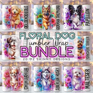 Dog Bundle Png Tumbler Wrap 20 oz Skinny Sublimation Bundle Tumbler Png, Dog Tumbler Bundle Digital Download Png Bundle Tumbler Design
