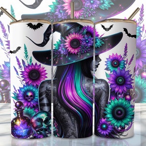 Halloween Witch Tumbler Wrap, 20oz Skinny Sublimation Tumbler Design, Halloween Sublimation Design Png, Spooky Tumbler Png Download