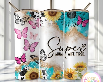Floral Mom Tumbler Wrap, 20oz Skinny Sublimation Tumbler Design, Mother's Day Sublimation Design Png, Floral Mom Wrap Tumbler Png Downloads