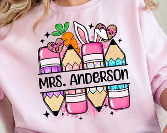Add Name Teacher Easter Png, Easter Png Download, Easter Sublimation PNG, Teacher Png For Tshirt, Easter Teacher T-shirt Design Download