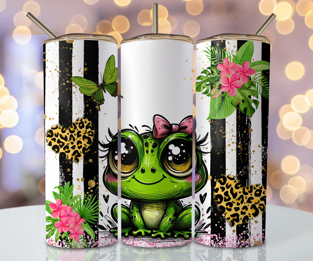 Cute Frog Tumbler Wrap, 20oz Skinny Sublimation Tumbler Design, Glitter ...