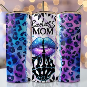Badass Mom Tumbler Wrap, 20oz Skinny Sublimation Tumbler Design, Funny Mom Sublimation Design Png, Seamless Mom Design Tumbler Png Downloads