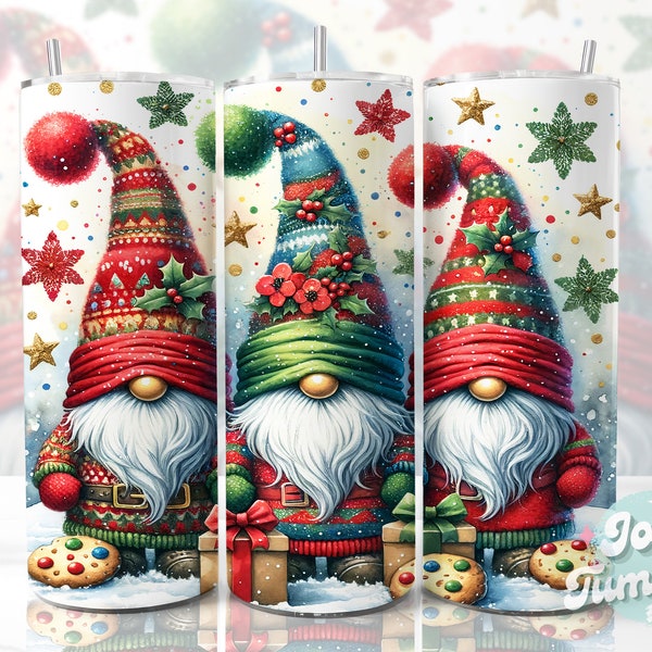 Christmas Gnome Tumbler Wrap, 20oz Skinny Sublimation Tumbler Designs, Gnome Sublimation Design, Christmas Tumbler Png Wrap, Digital Files