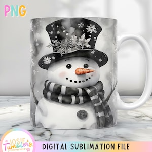 Christmas Snowman Mug Wrap, Christmas Mug Gift Png, 11 oz Mug Wrap And 15 oz Mug Wrap, Snowman Coffee Cup Design, Winter Mug Press Designs