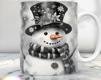 Weihnachten Schneemann Becherverpackung, Weihnachtsbecher Geschenk, 11 Unzen Becherverpackung und 15 Unzen Becherverpackung, Schneemann-Kaffeetasse Design, Winterbecher-Presse-Design