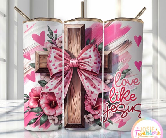 Valentine Christian Tumbler Wrap, 20oz Skinny Sublimation Tumbler Design, Cross Valentine Sublimation Design Png, Religious Tumbler Png Wrap
