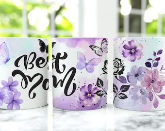 Best Mom Mug Wrap, Floral Mug Gift Png, 11 oz Mug Wrap And 15 oz Mug Wrap, Mother's Day Coffee Cup Design, Floral Mom Mug Press Designs