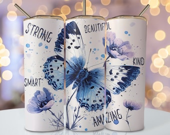 Aquarel vlinder beker wrap, 20oz mager sublimatie bekerontwerp, bevestiging sublimatie ontwerp, bevestiging beker png-download
