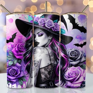 Halloween Witch Tumbler Wrap, 20oz Skinny Sublimation Tumbler Design, Halloween Sublimation Design Png, Spooky Tumbler Png Download