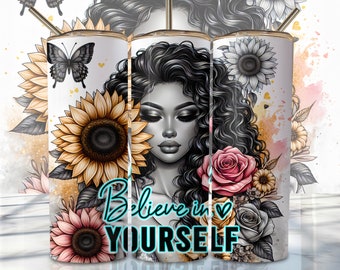 Gobelet à emballage d'affirmation positive, 50 g Design gobelet à sublimation mince, Design sublimation femme Png, Tumbler Png inspirant à télécharger