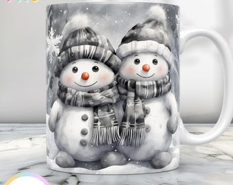 Weihnachten Schneemann Becherverpackung, Weihnachtsbecher Geschenk, 11 Unzen Becherverpackung und 15 Unzen Becherverpackung, Schneemann-Kaffeetasse Design, Winterbecher-Presse-Design