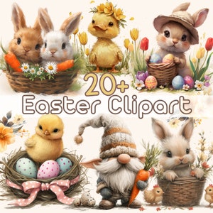 Rustikales Ostern Clip Art Bundle Hase Clipart PNG Bundle Ostern Huhn Ostern Clipart Png Osterhase Bundle Download Transparent Clipart