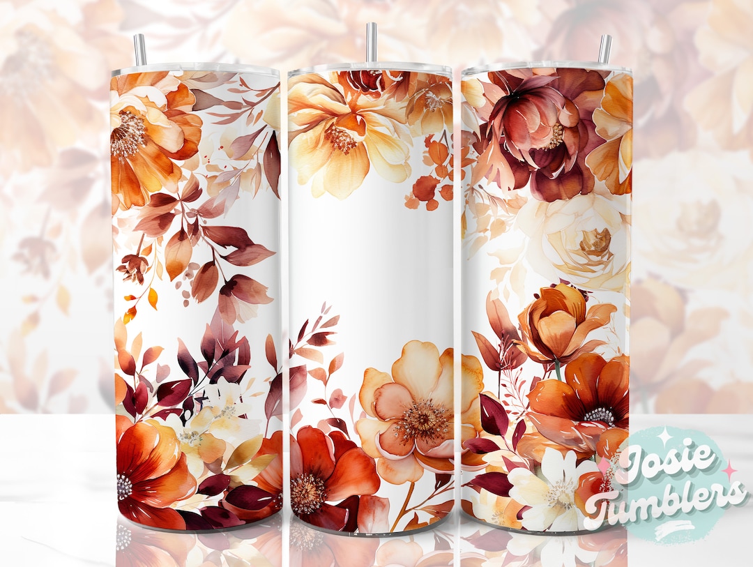 Floral Fall Tumbler Wrap Sublimation Designs Seamless Floral Tumbler ...
