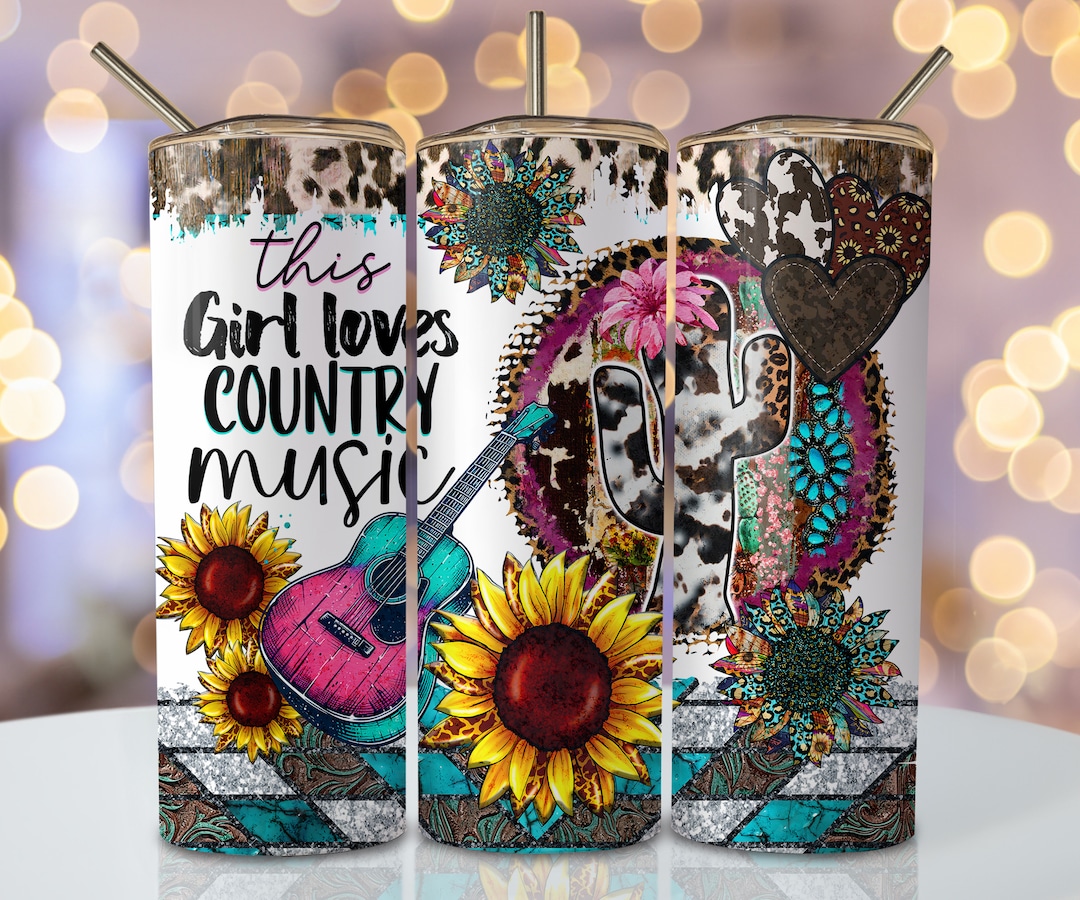 Country Music Tumbler Wrap, 20 Oz Skinny Sublimation Tumbler Design ...