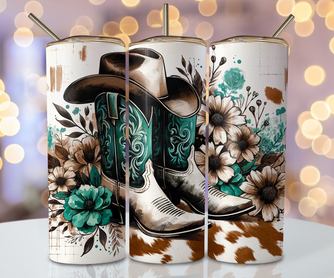 Retro Western Tumbler Wrap, 20 Oz Skinny Sublimation Tumbler Design ...