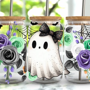 Emballage de 16 oz en verre Libbey d&#39;Halloween, Libbey Glass Design Png, 16 oz peut emballer en verre Png, sublimation de canette de verre fantôme, emballage de 16 oz en téléchargement numérique