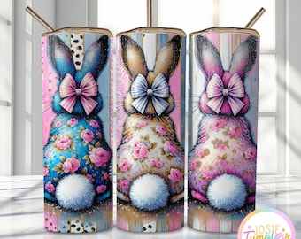 Easter Bunny Tumbler Wrap, 20oz Skinny Sublimation Tumbler, Cute Easter Sublimation Design Png, Easter Tumbler Png Wrap Digital Download