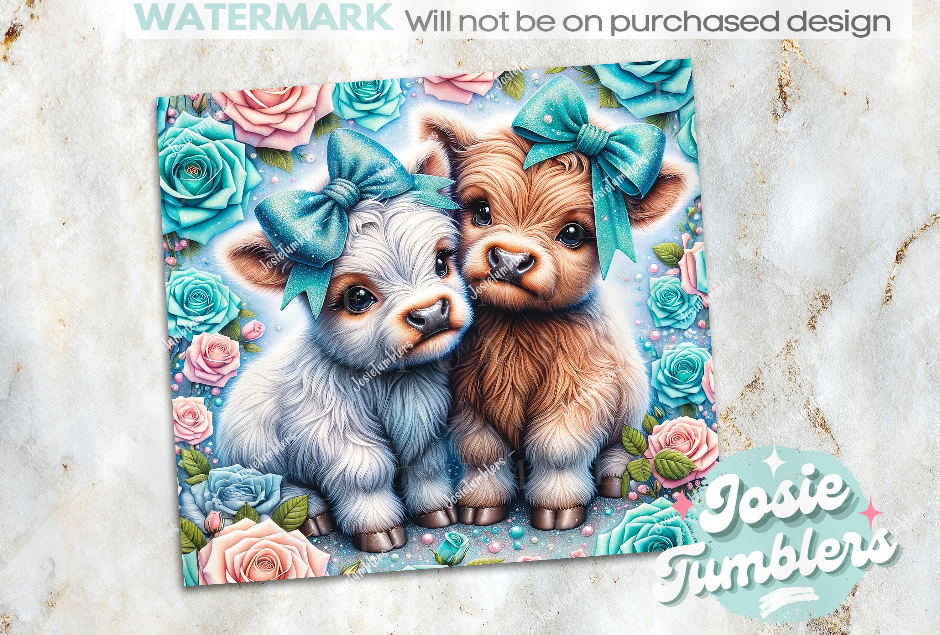 ♡ Seamless Highland Cow Tumbler Wrap, 20oz Skinny Sublimation