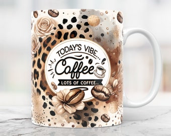 Coffee Mug Wrap, Coffee Quote Mug Png, 11oz Mug And 15oz Mug Wrap, Coffee Cup Png Design, Beige Watercolor Mug Sublimation, Mug Press Png