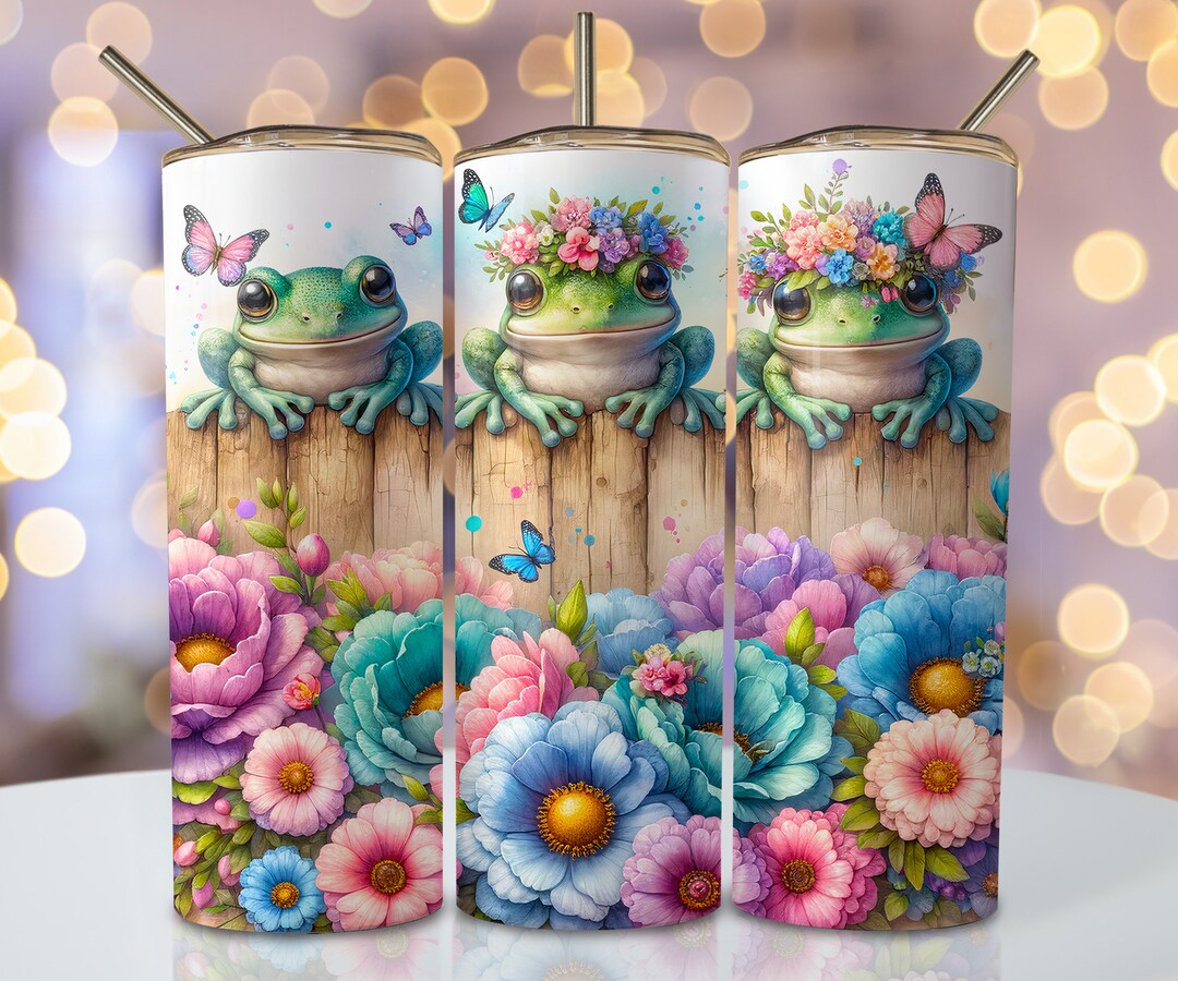 Watercolor Frog Tumbler Wrap, 20oz Skinny Sublimation Tumbler Design ...