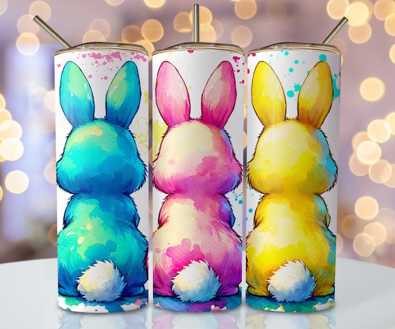 Easter Bunny Tumbler Wrap, 20oz Skinny Sublimation Tumbler Design, Easter Sublimation Design, Pastel Easter Tumbler Sublimation Download