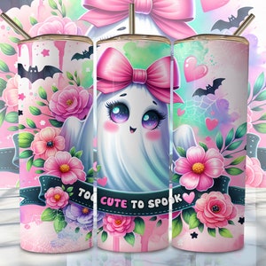 Niedliche Halloween-Geist-Becherverpackung, 20 Unzen dünnes Sublimationsbecher-Design, gruseliger Sublimationsentwurf Png, Halloween-Behälter Png herunterladen