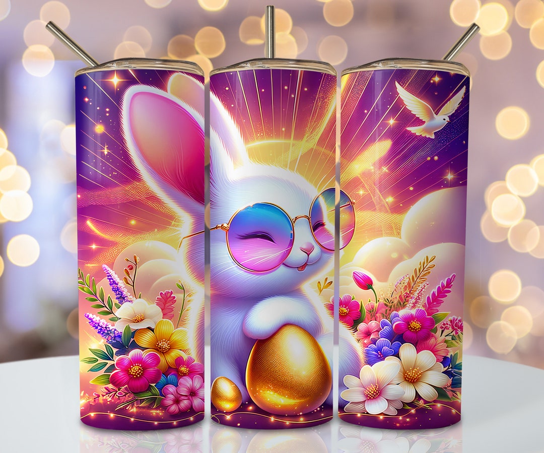 Cute Easter Bunny Tumbler Wrap, 20 Oz Skinny Sublimation Tumbler Design ...