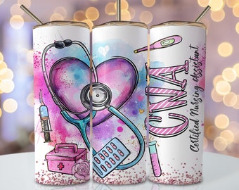 Pastel CNA Nurse 20oz Tumbler Wrap Sublimation Design (Digital Download)