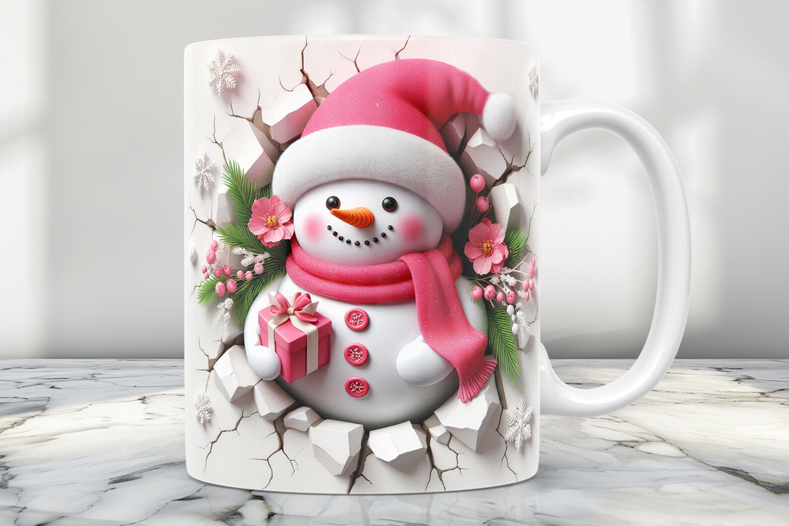 3D Christmas Mug Wrap, Snowman Mug Design Png, 11 Oz Mug Wrap and 15 Oz ...