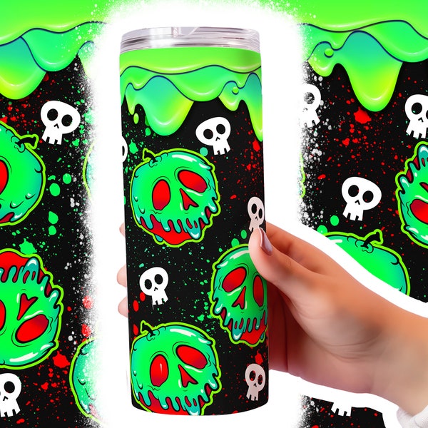 Poisoned Apple Tumbler Wrap 20oz Skinny Sublimation Digital Download PNG Halloween Tumbler Seamless Design PNG Dripping Sublimation Tumbler