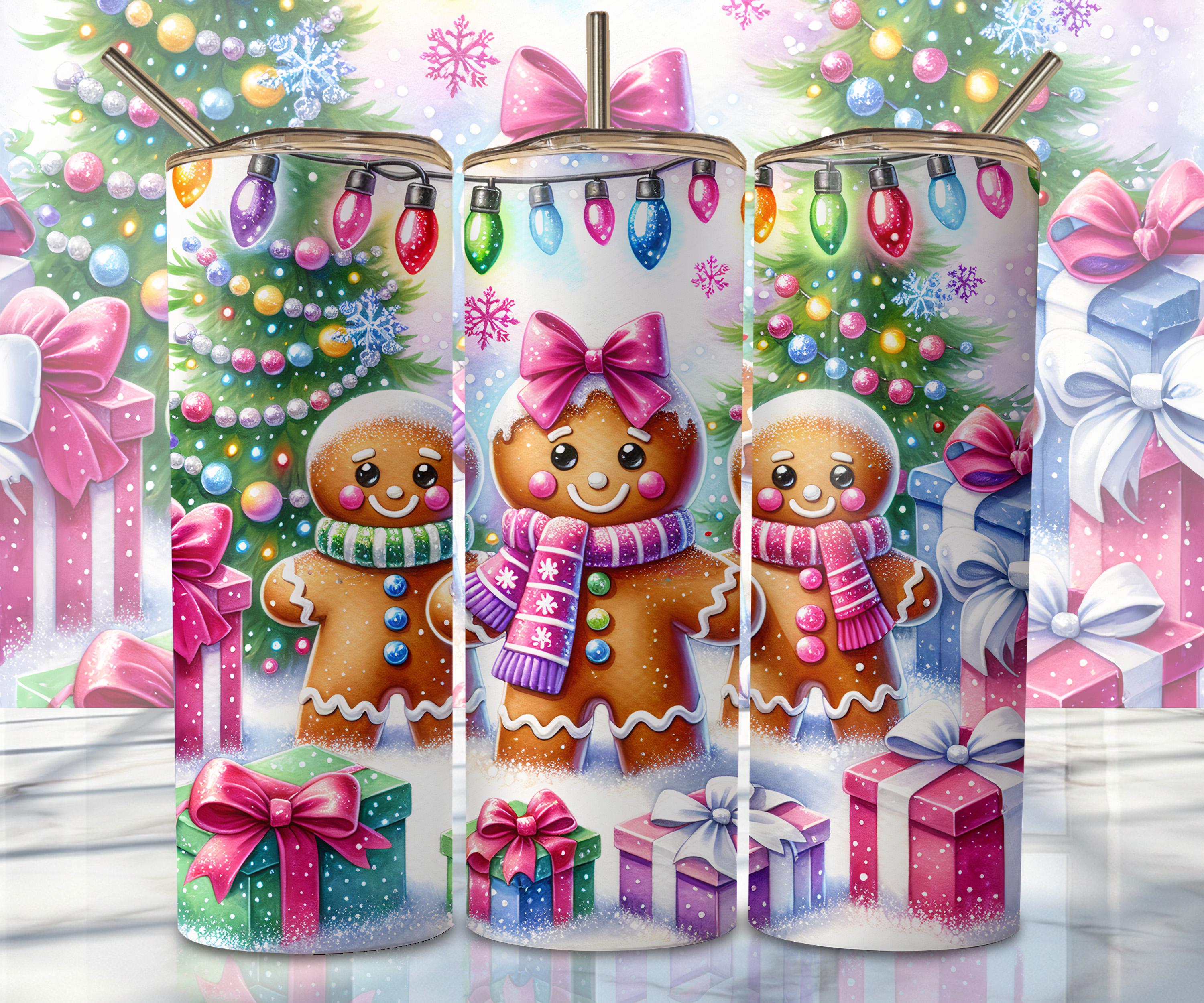 Christmas Gingerbread Tumbler Wrap, 20oz Skinny Sublimation