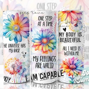 Affirmation Tumbler Wrap, 20oz Skinny Tumbler Design, Self love Tumbler Sublimation Designs, Positive Quotes Tumbler Png Design Download