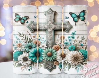 Religiöses Tumbler Wrap Design, 20 Unzen Skinny Sublimations Tumbler Design, Cross Sublimation Design Png, Christian Tumbler Png Wrap Digitale Datei