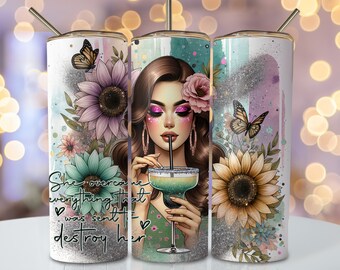Affirmation Tumbler Wrap, 20oz Skinny Sublimation Tumbler Design, Watercolor Sunflower Sublimation Wrap, Inspirational Tumbler PNG Downloads