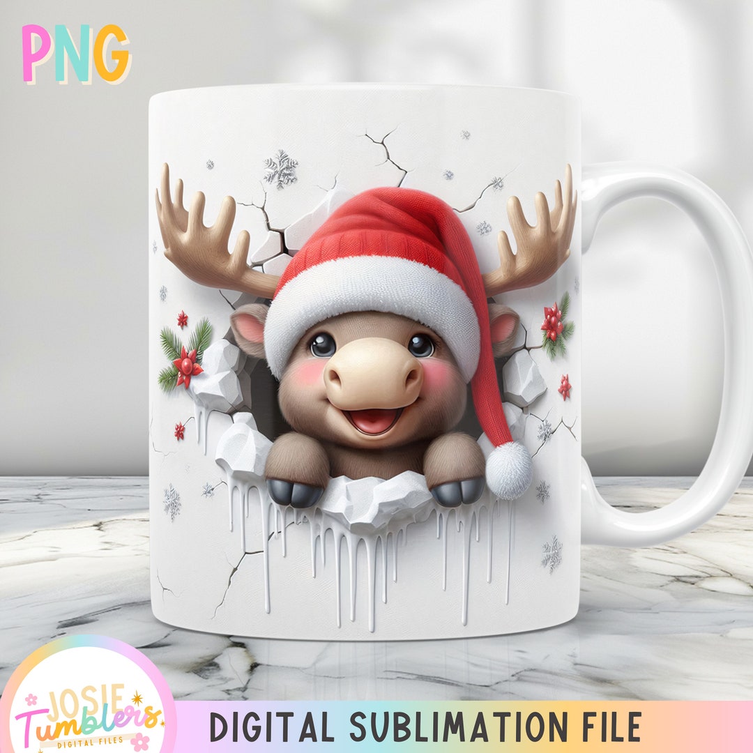 3D Christmas Mug Wrap, Cute 3D Mug Design Png, 11 Oz Mug Wrap and 15 Oz ...