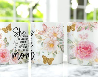 Mother's Day Mug Wrap, Floral Mug Gift Png, 11 oz Mug Wrap And 15 oz Mug Wrap, Mama Coffee Cup Design, Floral Mom Mug Press Designs