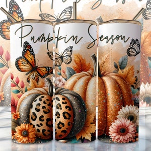 Pumpkin Season Fall Tumbler Wrap, 20oz Skinny Sublimation Tumbler Design, Pumpkin Sublimation Design Png, Autumn Tumbler Png Downloads