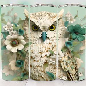 3d owl design for 20 oz skinny tumbler cup, 3d flower tumbler floral 3d png digital download 3d sublimation