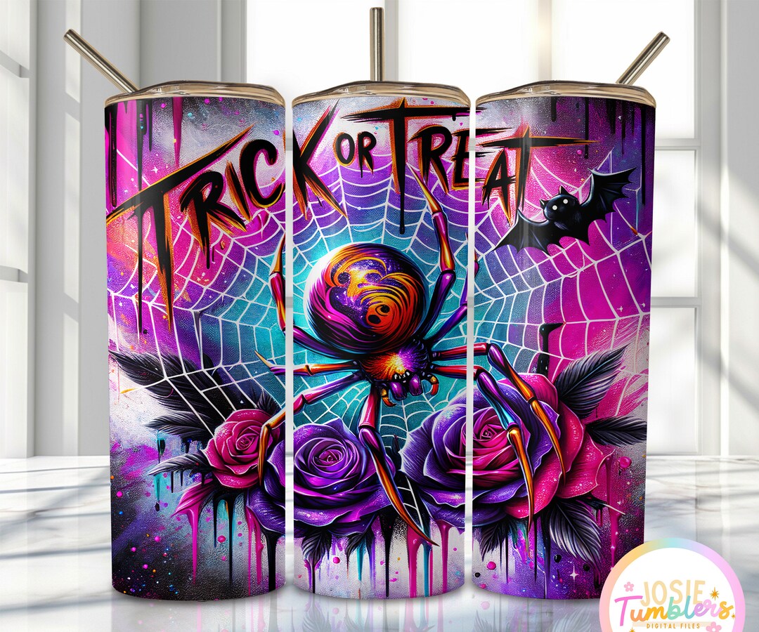 Halloween Spider Tumbler Wrap, 20oz Skinny Sublimation Tumbler Design ...