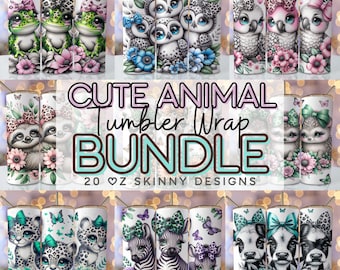 Bow Animal Bundle Tumbler Wrap 20 oz Skinny Sublimation Bundle Tumbler Png, Cow Tumbler Bundle Digital Download Png Bundle Tumbler Designs