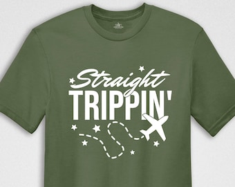 Straight Trippin' Airplane T-Shirt, Travel Lover Gift
