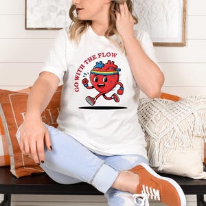 Retro Comfort Go With The Flow T Shirt, Nurse Shirt, Cvicu Nurse Gift For Women, Nurse Appreciation Gift, Cardiac Nurse Shirt, Ekg Tech Tee