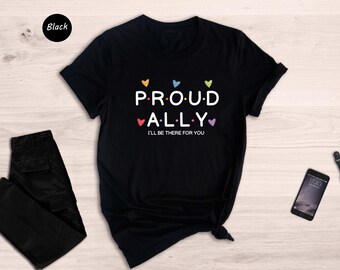 Chemise LGBTQ+ Proud Ally, t-shirt coeur coloré